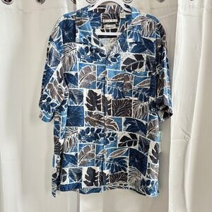 Batik Bay Mens XXL Blue Silk Aloha Shirt Tropical Vacation Coastal Casual 19922
